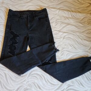 American Eagle Outfitters Black Distressed Skinny Jeans